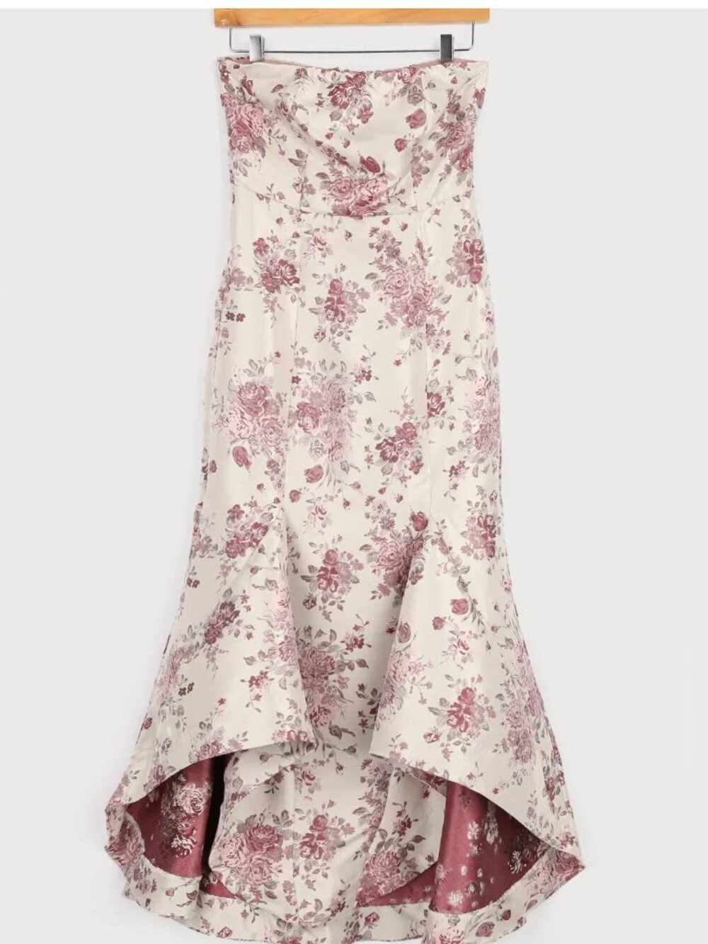 Lulus Strapless Pink Floral Jacquard High-low Dress XS Prom Wedding Guest Party